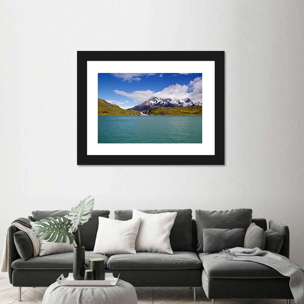 Mountains & Pehoe River Canvas Wall Art-3 Horizontal-Gallery Wrap-25" x 16"-Tiaracle