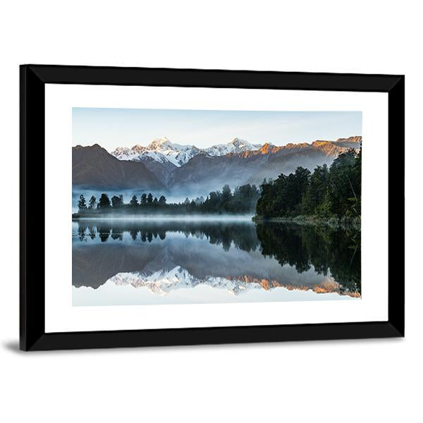 Mountains Reflection In Lake Canvas Wall Art-5 Horizontal-Gallery Wrap-22" x 12"-Tiaracle