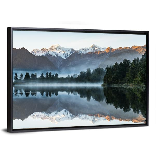 Mountains Reflection In Lake Canvas Wall Art-5 Horizontal-Gallery Wrap-22" x 12"-Tiaracle