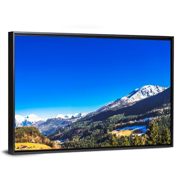 Mountains View In Berchtesgaden Canvas Wall Art-1 Piece-Floating Frame-24" x 16"-Tiaracle