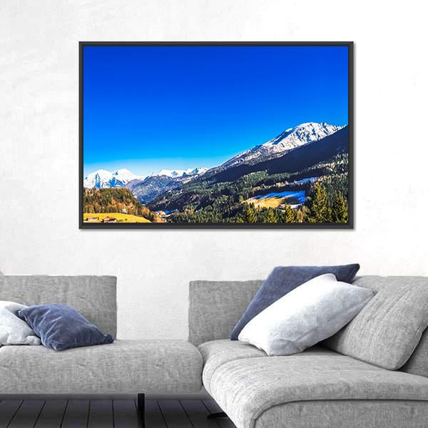 Mountains View In Berchtesgaden Canvas Wall Art-3 Horizontal-Gallery Wrap-25" x 16"-Tiaracle