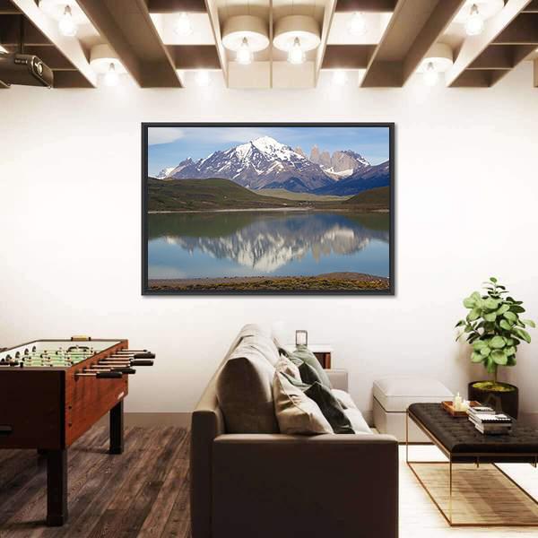 Mountains With Lake Chile Canvas Wall Art-3 Horizontal-Gallery Wrap-25" x 16"-Tiaracle