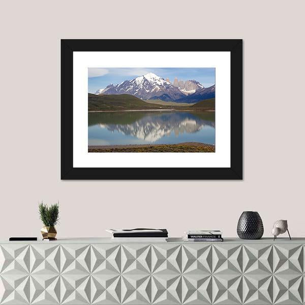 Mountains With Lake Chile Canvas Wall Art-3 Horizontal-Gallery Wrap-25" x 16"-Tiaracle
