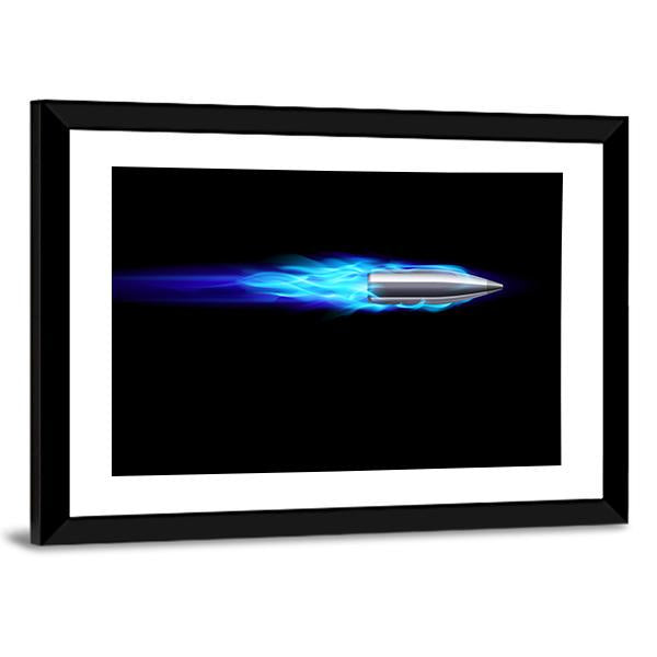 Moving Blue Fiery Bullet Canvas Wall Art-1 Piece-Framed Print-20" x 16"-Tiaracle