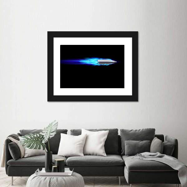 Moving Blue Fiery Bullet Canvas Wall Art-5 Horizontal-Gallery Wrap-22" x 12"-Tiaracle
