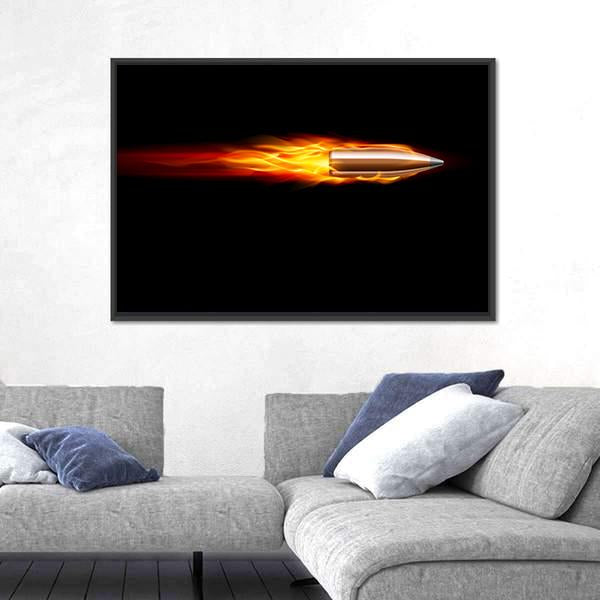 Moving Red Fiery Bullet Canvas Wall Art-1 Piece-Floating Frame-24" x 16"-Tiaracle
