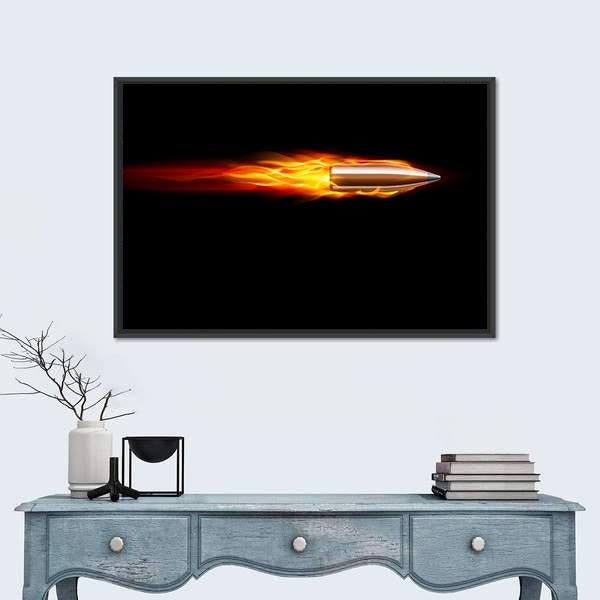 Moving Red Fiery Bullet Canvas Wall Art-5 Horizontal-Gallery Wrap-22" x 12"-Tiaracle