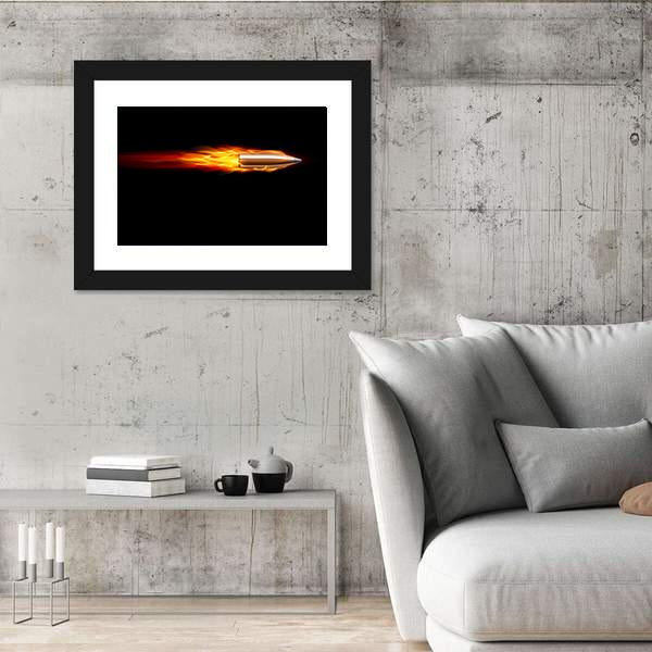 Moving Red Fiery Bullet Canvas Wall Art-5 Horizontal-Gallery Wrap-22" x 12"-Tiaracle