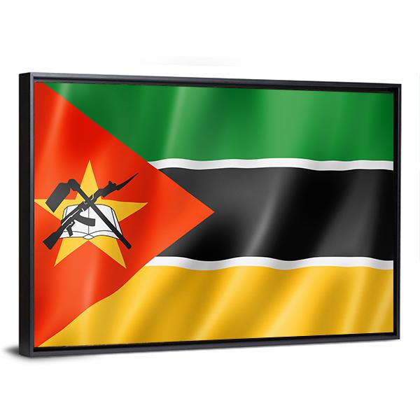 Mozambique Flag Canvas Wall Art-1 Piece-Floating Frame-24" x 16"-Tiaracle