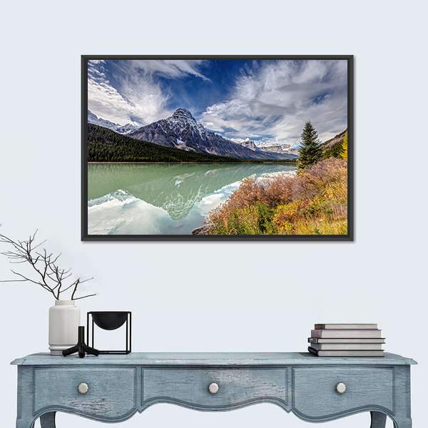Mt Chephren In Autumn Canvas Wall Art-5 Horizontal-Gallery Wrap-22" x 12"-Tiaracle
