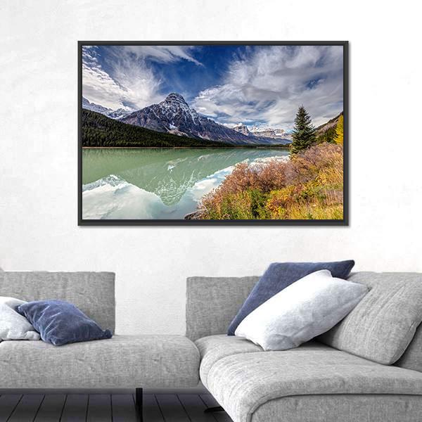 Mt Chephren In Autumn Canvas Wall Art-5 Horizontal-Gallery Wrap-22" x 12"-Tiaracle