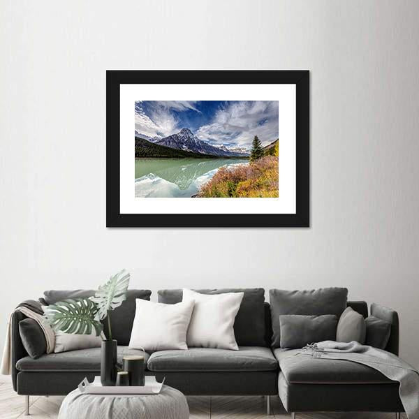 Mt Chephren In Autumn Canvas Wall Art-5 Horizontal-Gallery Wrap-22" x 12"-Tiaracle