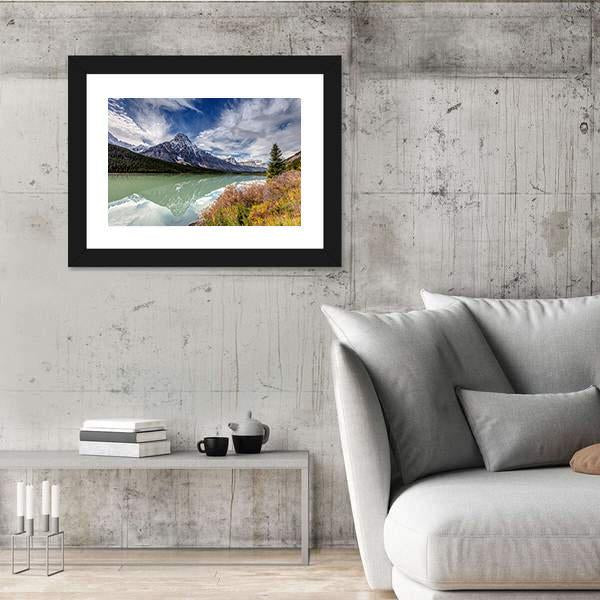 Mt Chephren In Autumn Canvas Wall Art-5 Horizontal-Gallery Wrap-22" x 12"-Tiaracle