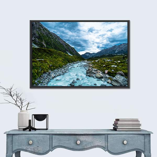 Mt Cook &amp; Hook Valley Canvas Wall Art-5 Horizontal-Gallery Wrap-22" x 12"-Tiaracle