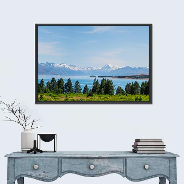 Mt Cook In Summer Beside The Lake Canvas Wall Art-3 Horizontal-Gallery Wrap-25" x 16"-Tiaracle