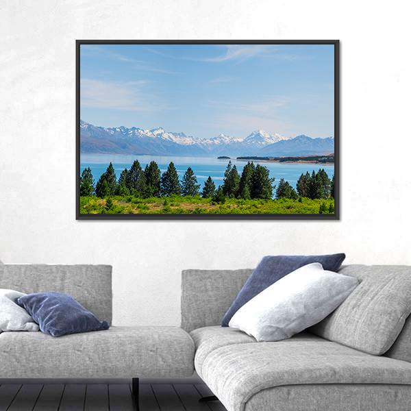 Mt Cook In Summer Beside The Lake Canvas Wall Art-3 Horizontal-Gallery Wrap-25" x 16"-Tiaracle