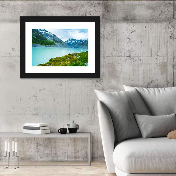 Mt Cook & Lake Canvas Wall Art-1 Piece-Framed Print-20" x 16"-Tiaracle