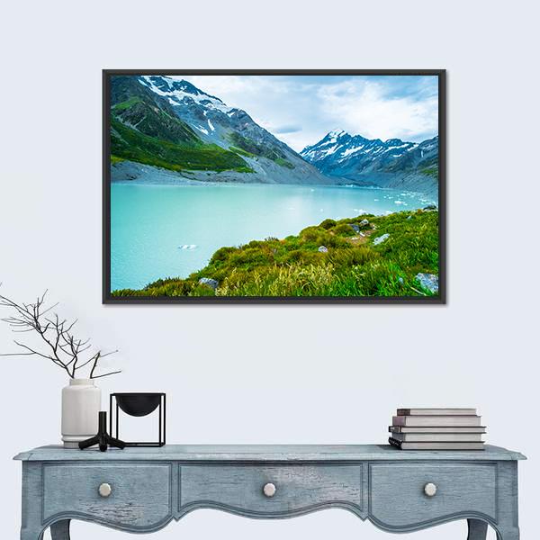 Mt Cook &amp; Lake Canvas Wall Art-5 Horizontal-Gallery Wrap-22" x 12"-Tiaracle