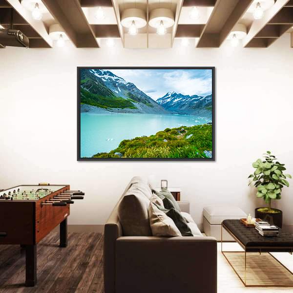 Mt Cook &amp; Lake Canvas Wall Art-5 Horizontal-Gallery Wrap-22" x 12"-Tiaracle
