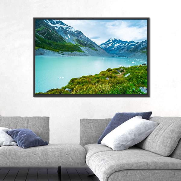 Mt Cook & Lake Canvas Wall Art-3 Horizontal-Gallery Wrap-25" x 16"-Tiaracle