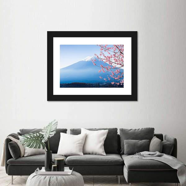 Mt Fuji &amp; Cherry Blossom Canvas Wall Art-1 Piece-Framed Print-20" x 16"-Tiaracle