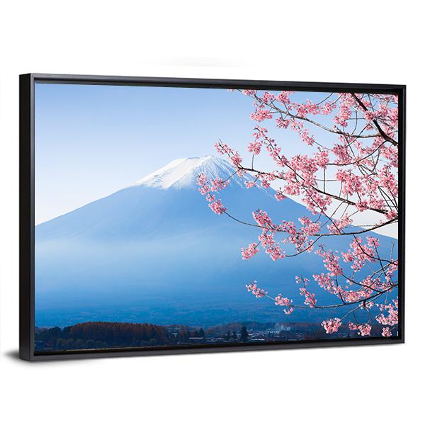 Mt Fuji &amp; Cherry Blossom Canvas Wall Art-3 Horizontal-Gallery Wrap-25" x 16"-Tiaracle