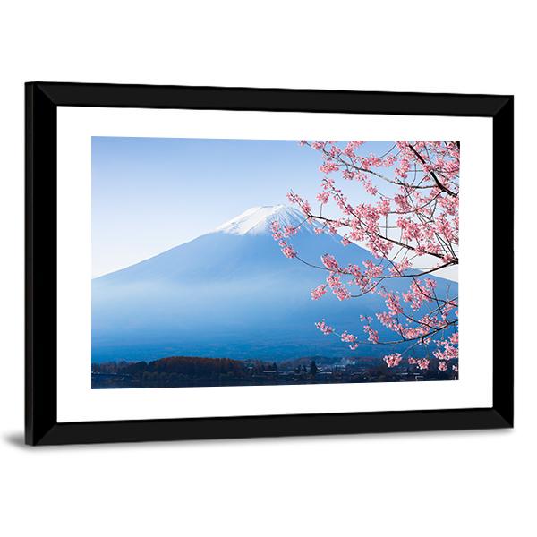 Mt Fuji &amp; Cherry Blossom Canvas Wall Art-3 Horizontal-Gallery Wrap-25" x 16"-Tiaracle