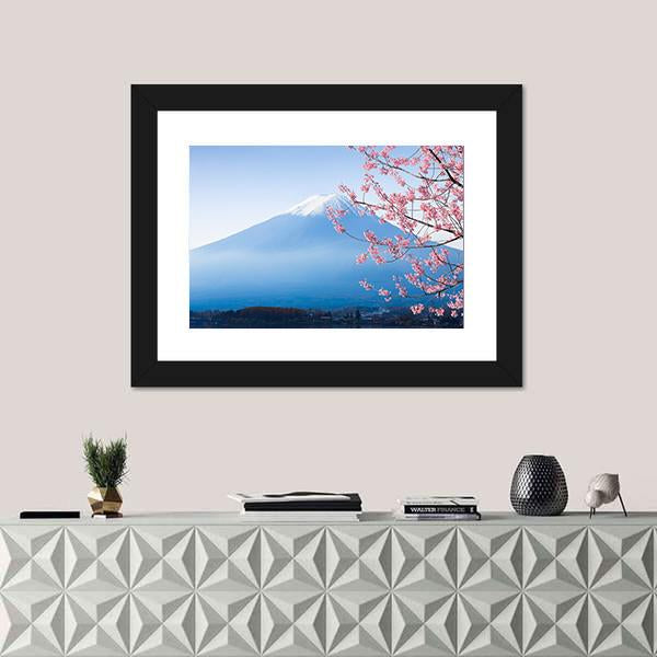 Mt Fuji &amp; Cherry Blossom Canvas Wall Art-3 Horizontal-Gallery Wrap-25" x 16"-Tiaracle
