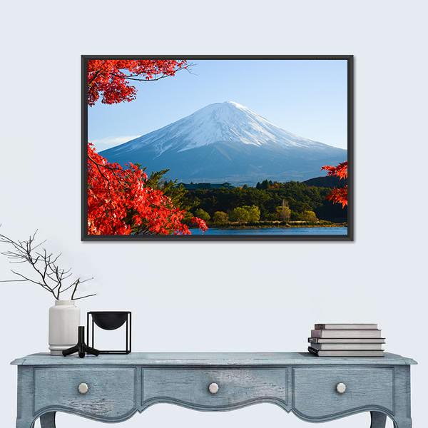 Mt Fuji In Autumn Canvas Wall Art-5 Horizontal-Gallery Wrap-22" x 12"-Tiaracle