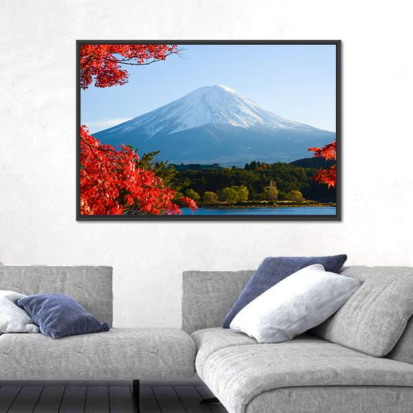 Mt Fuji In Autumn Canvas Wall Art-5 Horizontal-Gallery Wrap-22" x 12"-Tiaracle