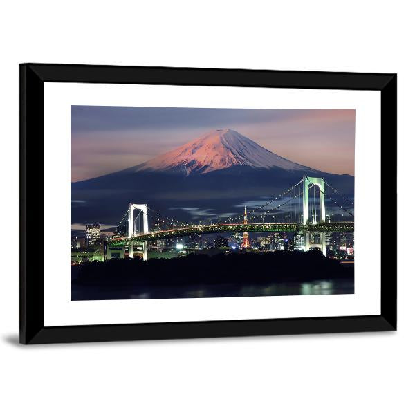 Mt Fuji Surreal View Canvas Wall Art-1 Piece-Framed Print-20" x 16"-Tiaracle