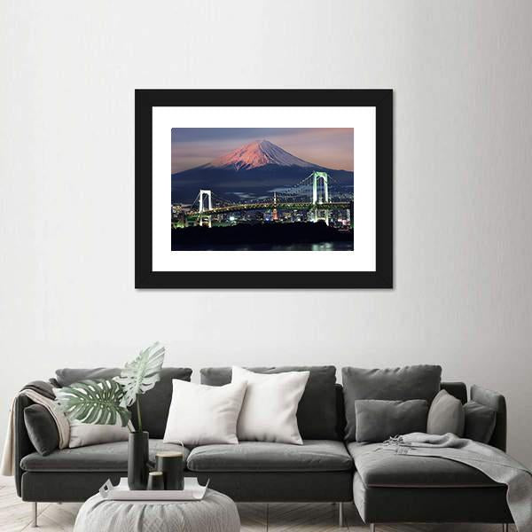 Mt Fuji Surreal View Canvas Wall Art-1 Piece-Framed Print-20" x 16"-Tiaracle