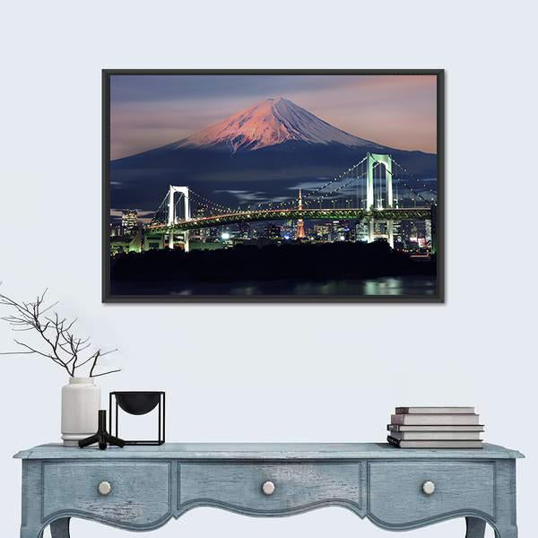 Mt Fuji Surreal View Canvas Wall Art-3 Horizontal-Gallery Wrap-25" x 16"-Tiaracle