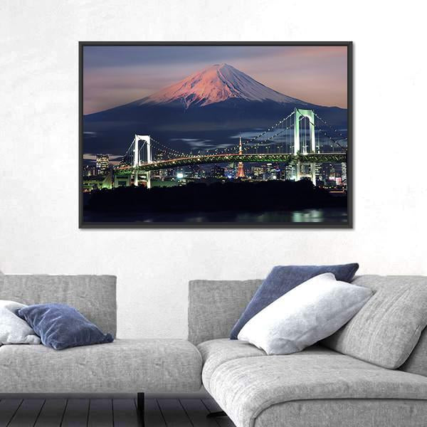Mt Fuji Surreal View Canvas Wall Art-5 Horizontal-Gallery Wrap-22" x 12"-Tiaracle