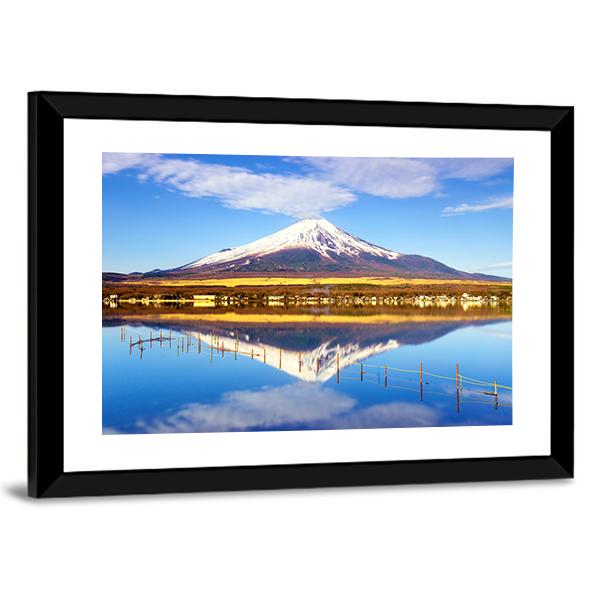 Mt Fuji With Lake Yamanaka Canvas Wall Art-1 Piece-Framed Print-20" x 16"-Tiaracle