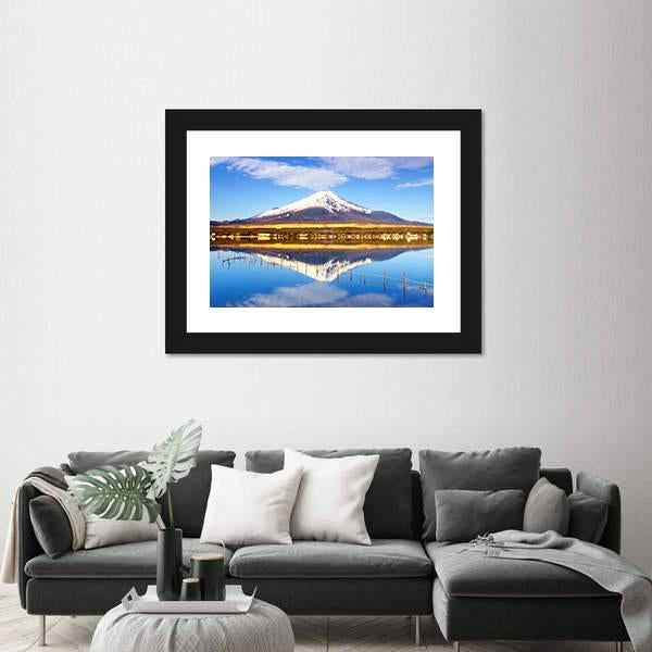 Mt Fuji With Lake Yamanaka Canvas Wall Art-3 Horizontal-Gallery Wrap-25" x 16"-Tiaracle