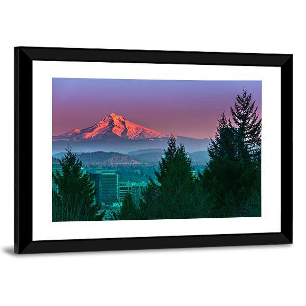 Mt Hood At Sunset Canvas Wall Art-1 Piece-Framed Print-20" x 16"-Tiaracle