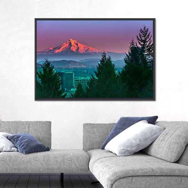 Mt Hood At Sunset Canvas Wall Art-3 Horizontal-Gallery Wrap-25" x 16"-Tiaracle