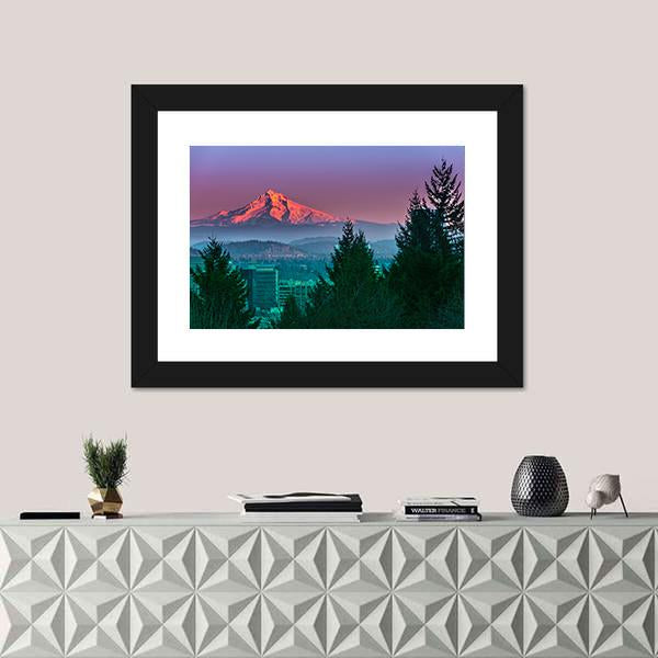 Mt Hood At Sunset Canvas Wall Art-3 Horizontal-Gallery Wrap-25" x 16"-Tiaracle