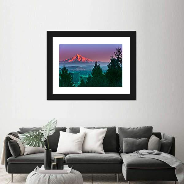 Mt Hood At Sunset Canvas Wall Art-3 Horizontal-Gallery Wrap-25" x 16"-Tiaracle