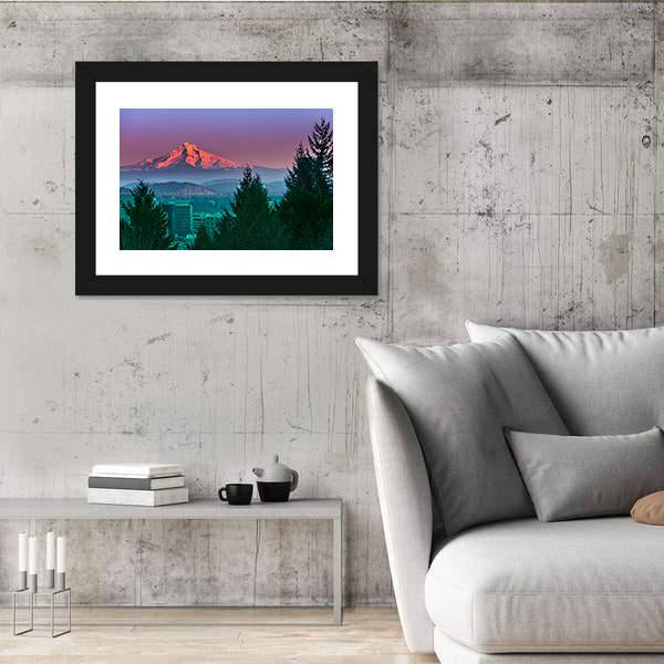 Mt Hood At Sunset Canvas Wall Art-3 Horizontal-Gallery Wrap-25" x 16"-Tiaracle