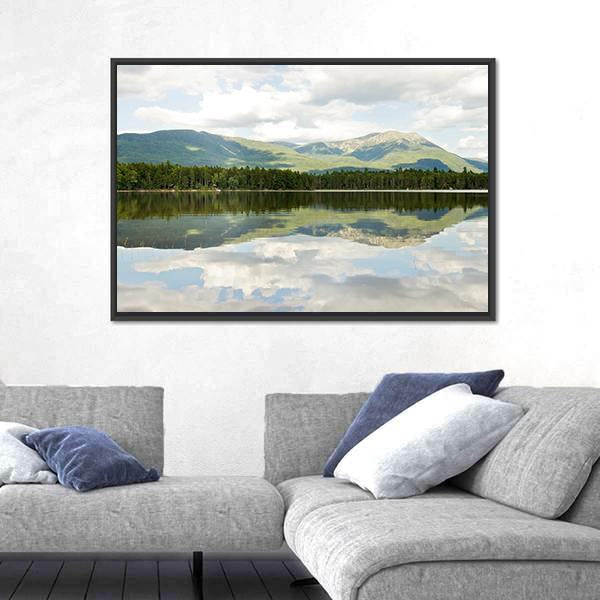 Mt Katahdin From Lake Canvas Wall Art-3 Horizontal-Gallery Wrap-25" x 16"-Tiaracle