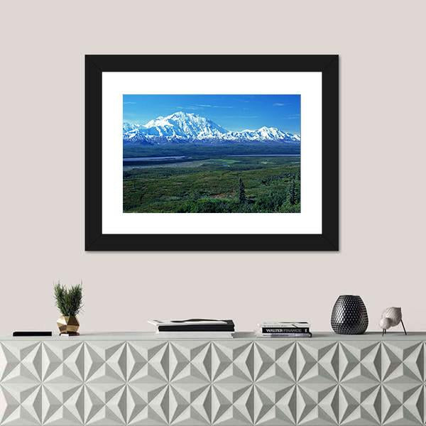 Mt McKinley &amp; Lake Canvas Wall Art-1 Piece-Framed Print-20" x 16"-Tiaracle