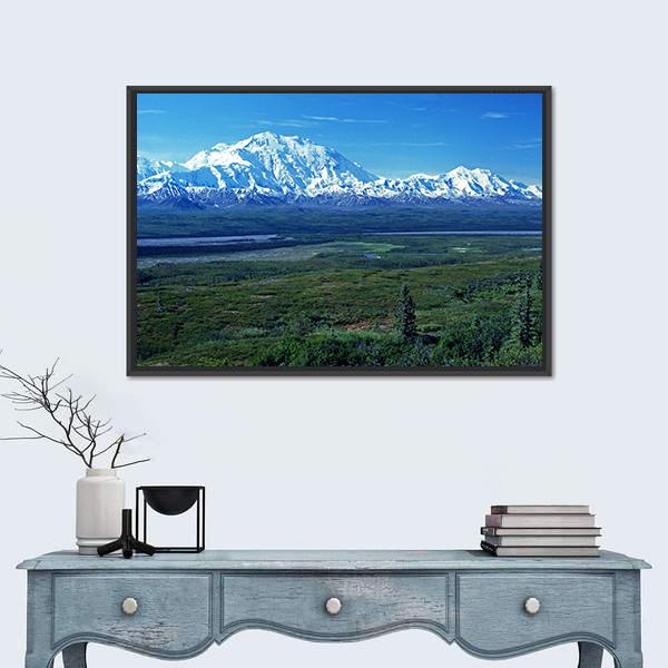 Mt McKinley &amp; Lake Canvas Wall Art-3 Horizontal-Gallery Wrap-25" x 16"-Tiaracle