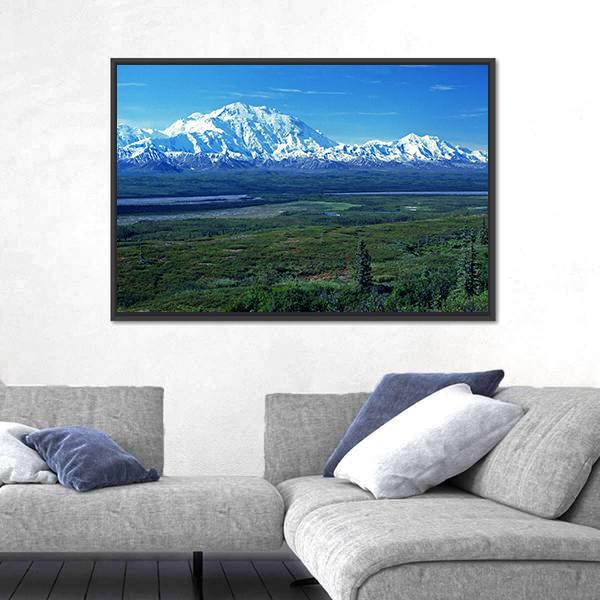 Mt McKinley &amp; Lake Canvas Wall Art-3 Horizontal-Gallery Wrap-25" x 16"-Tiaracle