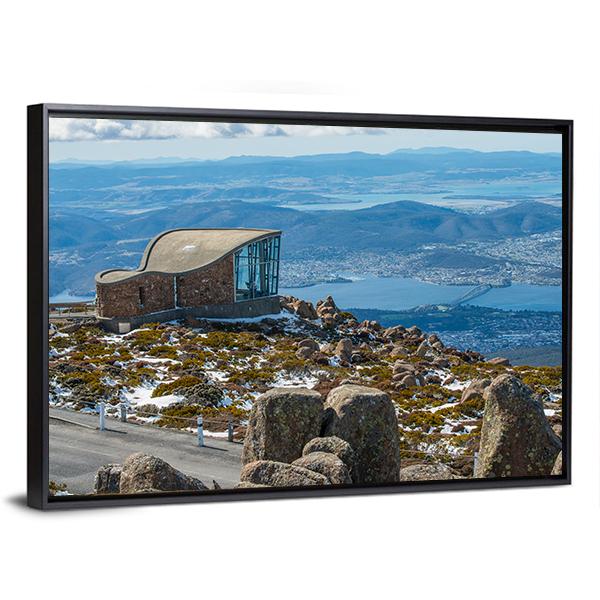 Mt Wellington &amp; Hobart City Canvas Wall Art-1 Piece-Floating Frame-24" x 16"-Tiaracle