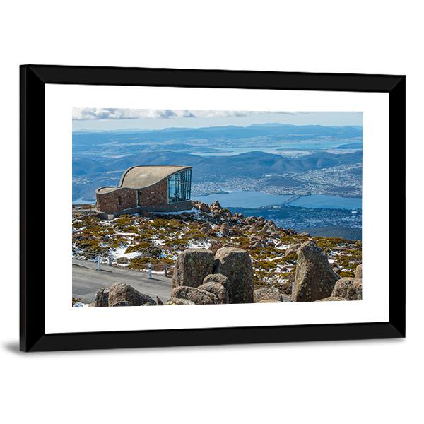 Mt Wellington &amp; Hobart City Canvas Wall Art-1 Piece-Framed Print-20" x 16"-Tiaracle