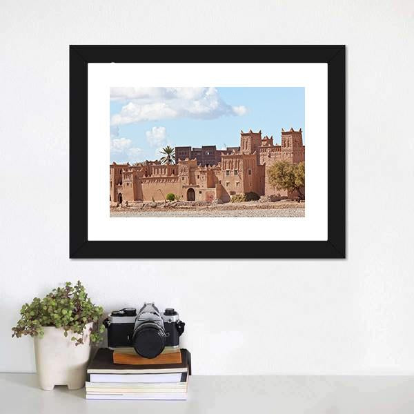 Mud Houses Kasbah Canvas Wall Art-1 Piece-Floating Frame-24" x 16"-Tiaracle