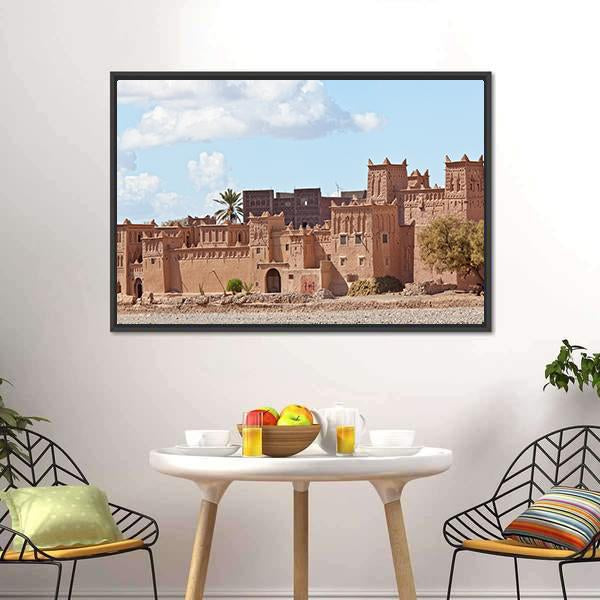 Mud Houses Kasbah Canvas Wall Art-1 Piece-Framed Print-20" x 16"-Tiaracle