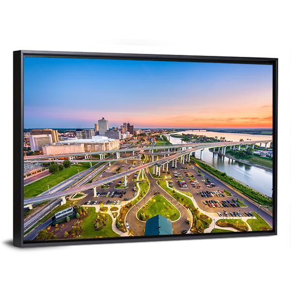 Mud Island Aerial View Canvas Wall Art-1 Piece-Floating Frame-36" x 24"-Tiaracle